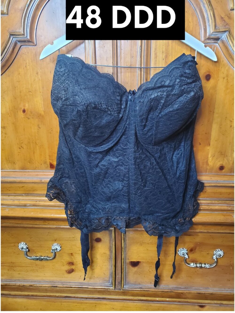 Vintage Goddess Lace Corset Bustier Plus Size New Old Stock 48 DDD